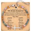 TONY & SANDY Graduation Gifts for Her 2026, Graduation Decorations Cross Bracelets for Women Girls Middle High School College Graduates, With Graduation Cap Box and Meaningful Cards(5th Grade)