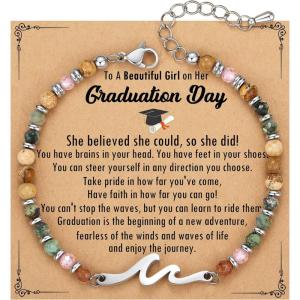 TONY & SANDY Graduation Gifts for Her 2026, Graduation Decorations Cross Bracelets for Women Girls Middle High School College Graduates, With Graduation Cap Box and Meaningful Cards(Graduation – Wave)