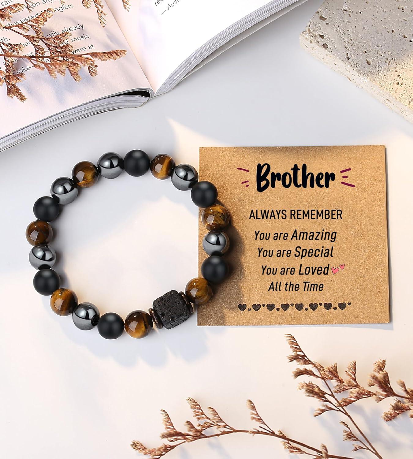 imageTONY amp SANDY Valentines Day Gifts for Him Natural Stone Bracelets for Men Boys Son Grandson Nephew Boyfriend Dad Step Dad Birthday Christmas Easter Gifts for Teens Boys Men AdultsTo My Brother