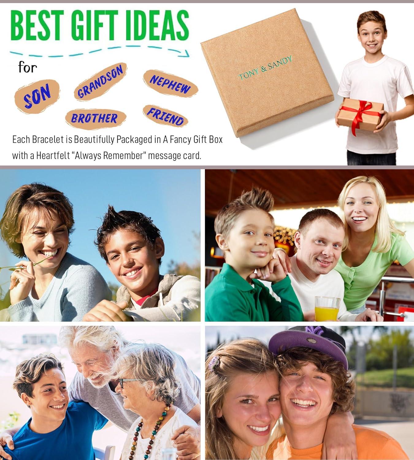 imageTONY amp SANDY Valentines Day Gifts for Him Natural Stone Bracelets for Men Boys Son Grandson Nephew Boyfriend Dad Step Dad Birthday Christmas Easter Gifts for Teens Boys Men AdultsTo My Boy