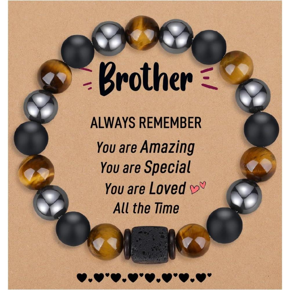 imageTONY amp SANDY Valentines Day Gifts for Him Natural Stone Bracelets for Men Boys Son Grandson Nephew Boyfriend Dad Step Dad Birthday Christmas Easter Gifts for Teens Boys Men AdultsTo My Brother
