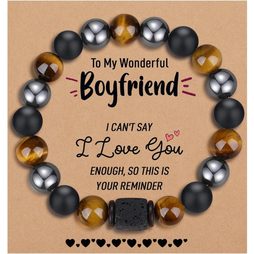 imageTONY amp SANDY Valentines Day Gifts for Him Natural Stone Bracelets for Men Boys Son Grandson Nephew Boyfriend Dad Step Dad Birthday Christmas Easter Gifts for Teens Boys Men AdultsTo My Boyfriend