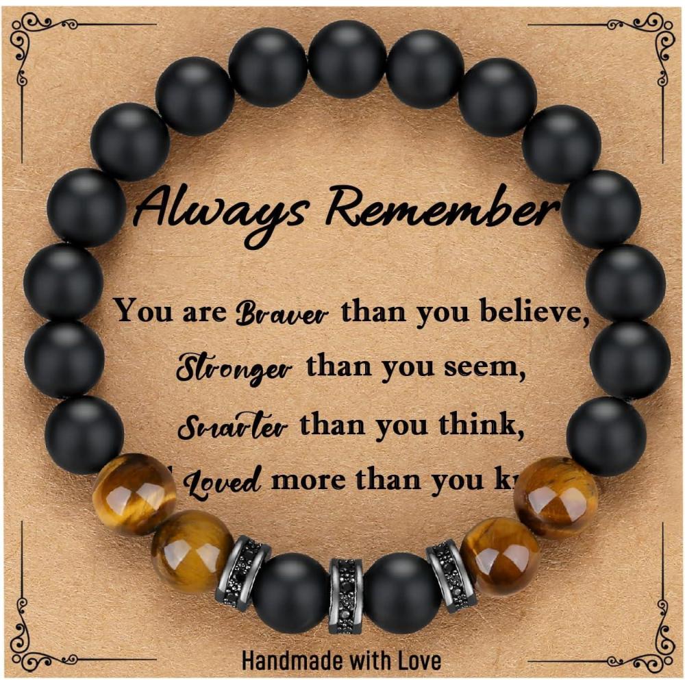 imageTONY amp SANDY Valentines Day Gifts for Him Natural Stone Bracelets for Men Boys Son Grandson Nephew Boyfriend Dad Step Dad Birthday Christmas Easter Gifts for Teens Boys Men AdultsTo My Boy