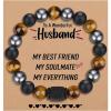 TONY & SANDY Valentines Day Gifts for Him, Natural Stone Bracelets for Men, Boys, Son, Grandson, Nephew, Boyfriend, Dad, Step Dad – Birthday Christmas Easter Gifts for Teens Boys Men Adults(To My Husband)