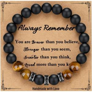 TONY & SANDY Valentines Day Gifts for Him, Natural Stone Bracelets for Men, Boys, Son, Grandson, Nephew, Boyfriend, Dad, Step Dad – Birthday Christmas Easter Gifts for Teens Boys Men Adults(To My Boy)