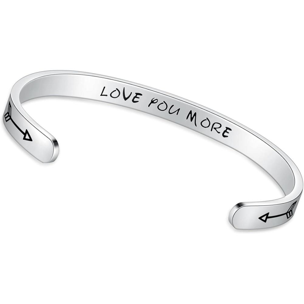 imageTONY amp SANDY Inspirational Bracelets for Women Teen Girls Personalized Gifts for Daughter Granddaughter Mom Sister Friends Stainless Steel Engraved Cuff Birthday Easter ChristmasA Love You More