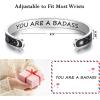 TONY & SANDY Inspirational Bracelets for Women Teen Girls Personalized Gifts for Daughter Granddaughter Mom Sister Friends Stainless Steel Engraved Cuff Birthday Easter Christmas(A – Sun & Moon – You are a badass)