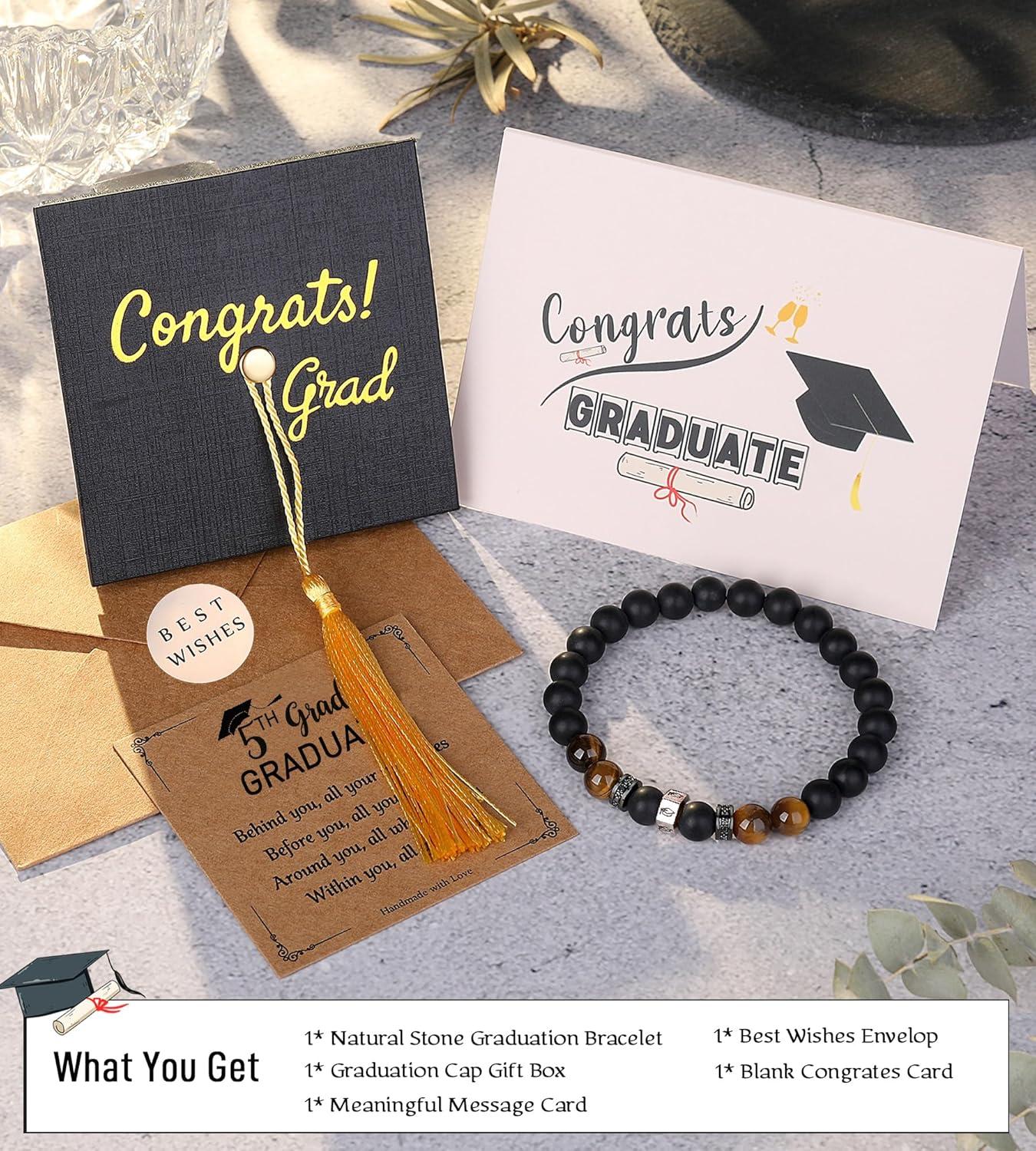 imageTONY amp SANDY 2026 Graduation Gifts for Him Tiger Eye Bead Bracelet Men Cool College Middle High School 5th 8th Grade Graduation Gifts for Boys Son Grandson Nephew
