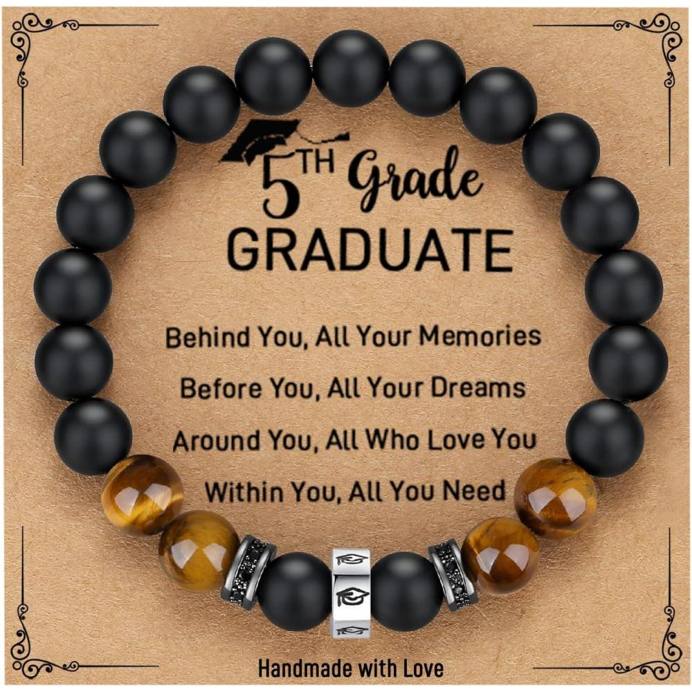 imageTONY amp SANDY 2026 Graduation Gifts for Him Tiger Eye Bead Bracelet Men Cool College Middle High School 5th 8th Grade Graduation Gifts for Boys Son Grandson Nephew