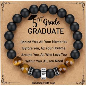 TONY & SANDY 2026 Graduation Gifts for Him Tiger Eye Bead Bracelet Men Cool College Middle High School 5th 8th Grade Graduation Gifts for Boys Son Grandson Nephew