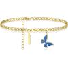 Anklet Bracelets for Women – Gold Anklets for Women – Initial Butterfly Anklet for Women Teen Girls Waterproof Summer Foot Jewelry 21st Birthday Mothers Day Gifts for Her Wife Girlfriend Mom Friends