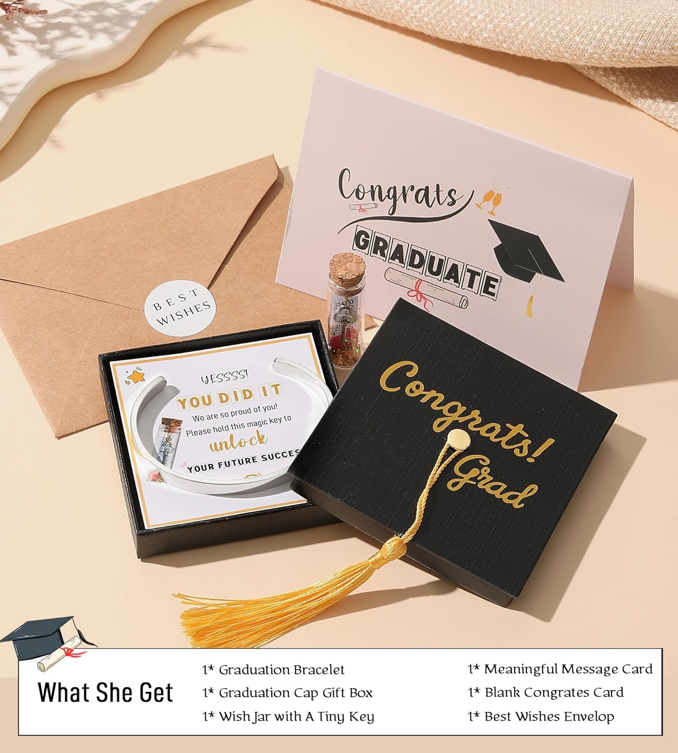 image:imageTONY amp SANDY 2024 Graduation Gifts for Her Inspirational Bracelet Graduation Gifts for Girls High School Middle College Graduate With Graduation Box and Meaningful Cards
