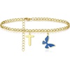 Ankle Bracelets for Women – Gold Anklets for Women Waterproof Stainless Steel Butterfly Initial Anklet Summer Foot Girls Jewelry Unique Mothers Day Birthday Graduation Gifts for Her Mom Wife Friends